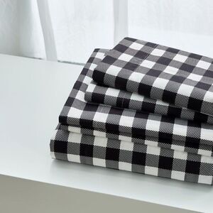 NEW! Farmhouse Black White Buffalo Plaid KING Sheet Set Country Primitive Trendy